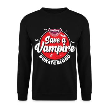 Beschütze Vampire Spende Blut - Unisex Pullover - Schwarz - Vorne - Alina (178cm) & Michal (187cm)