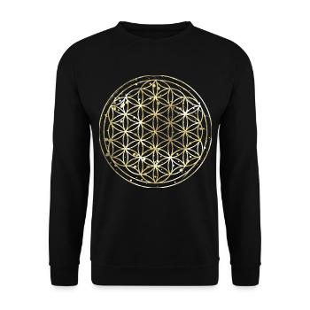 Blume des Lebens gold - Unisex Pullover - Schwarz - Vorne - Alina (178cm) & Michal (187cm)