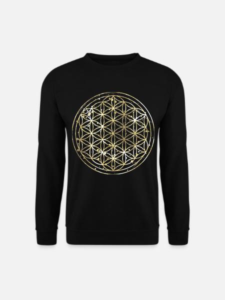 Blume des Lebens gold - Unisex Pullover - Schwarz