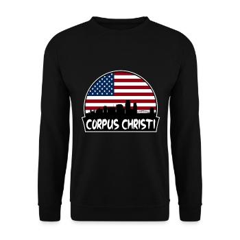 Fronleichnam Texas USA Flagge Skyline Silhouette T - Unisex Pullover - Schwarz - Vorne - Alina (178cm) & Michal (187cm)