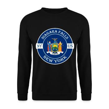 Niagarafälle New York Flagge USA Souvenir Abzeichen - Unisex Pullover - Schwarz - Vorne - Alina (178cm) & Michal (187cm)