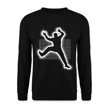 Handballspieler Handballer Herren Handball Torwart - Unisex Pullover - Schwarz - Vorne - Alina (178cm) & Michal (187cm)
