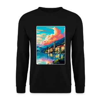 Lac de Côme Italie Affiche de voyage vintage Souvenir WPA - Sweat-shirt Unisexe - noir - Devant - Alina (178cm) & Michal (187cm)