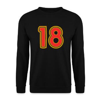 18. 18 YEARS OLD. 18th ANNIVERSARY. BIRTHDAY 18 YEARS. - Unisex Sweatshirt - black - Front - Alina (178cm) & Michal (187cm)