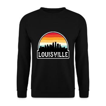 Louisville Kentucky USA Flagge Skyline Reisen Souven - Unisex Pullover - Schwarz - Vorne - Alina (178cm) & Michal (187cm)