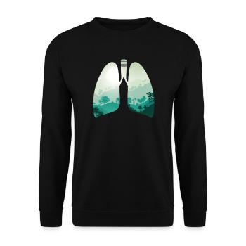 Grüne Natur Wald Landschaft Lunge - Unisex Pullover - Schwarz - Vorne - Alina (178cm) & Michal (187cm)