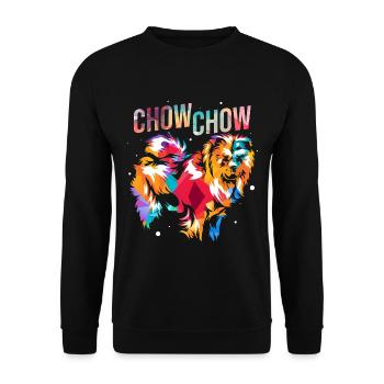 Plüschiger Chow Chow Familienhund - Unisex Pullover - Schwarz - Vorne - Alina (178cm) & Michal (187cm)