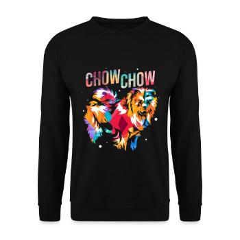 Plüschiger Chow Chow Familienhund - Unisex Pullover - Schwarz - Vorne - Alina (178cm) & Michal (187cm)