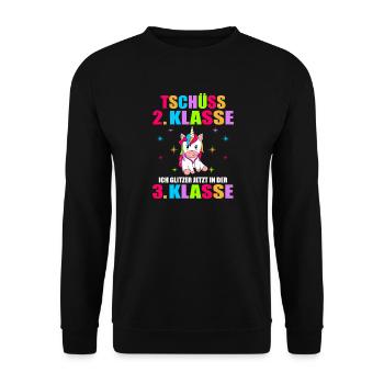 Tschüss 2.Klasse Ich Glitzer Jetzt In Der 3.Klasse - Unisex Pullover - Schwarz - Vorne - Alina (178cm) & Michal (187cm)