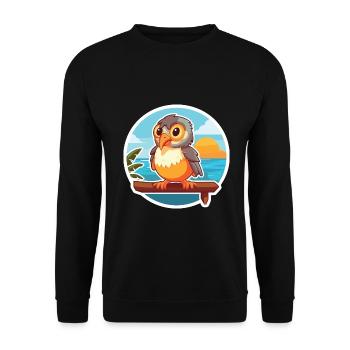 Kuckuck lustige Karikatur Kawaii Strand Illustration - Unisex Pullover - Schwarz - Vorne - Alina (178cm) & Michal (187cm)