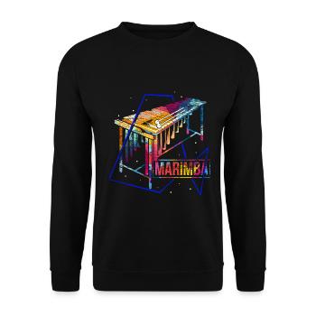 Klangstarke Marimba Perkussion - Unisex Pullover - Schwarz - Vorne - Alina (178cm) & Michal (187cm)