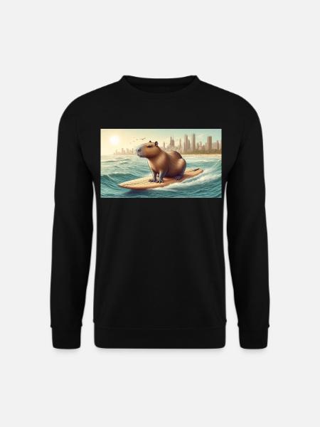 Surfendes Wasserschwein - Unisex Pullover - Schwarz