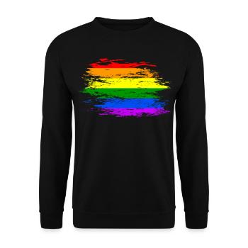 Regenbogen Flagge used - Unisex Pullover - Schwarz - Vorne - Alina (178cm) & Michal (187cm)