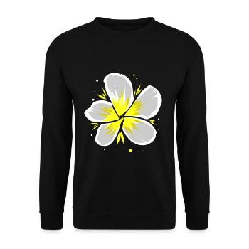 Weiße Frangipani Blüte Plumeria Hawaii - Unisex Pullover - Schwarz - Vorne - Alina (178cm) & Michal (187cm)