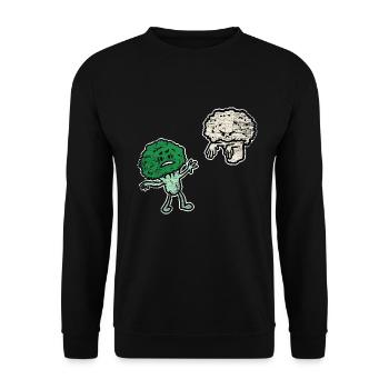 Erschrockener Brokkoli Blumenkohl - Unisex Pullover - Schwarz - Vorne - Alina (178cm) & Michal (187cm)