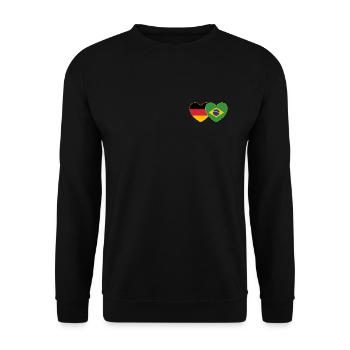 Brasilien Deutschland Flagge Herz - Unisex Pullover - Schwarz - Vorne - Alina (178cm) & Michal (187cm)