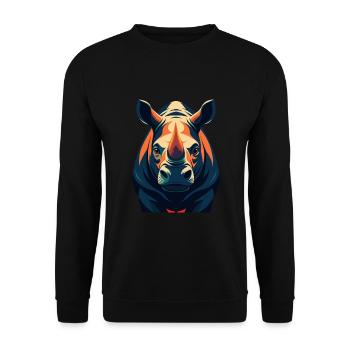 Nashorn Zeichentrickfigur Buntes Haustier Tier - Unisex Pullover - Schwarz - Vorne - Alina (178cm) & Michal (187cm)