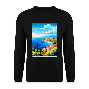 Côte d Azur Frankreich Vintage Reiseplakat Souvenir - Unisex Pullover - Schwarz - Vorne - Alina (178cm) & Michal (187cm)