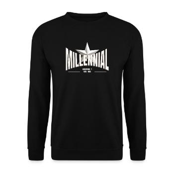 Millennial Star – Generation Y - Unisex Pullover - Schwarz - Vorne - Alina (178cm) & Michal (187cm)