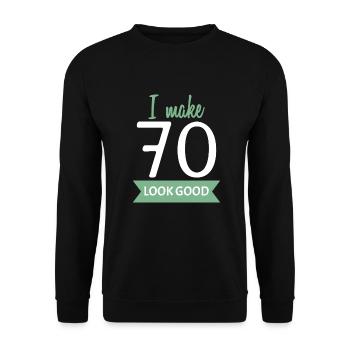 70 Geburtstag Spruch - Unisex Pullover - Schwarz - Vorne - Alina (178cm) & Michal (187cm)
