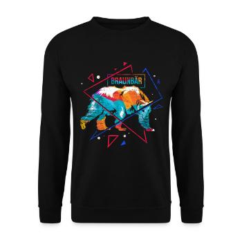 Flauschiger Grizzlybär Waldkönig - Unisex Pullover - Schwarz - Vorne - Alina (178cm) & Michal (187cm)