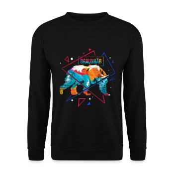 Flauschiger Grizzlybär Waldkönig - Unisex Pullover - Schwarz - Vorne - Alina (178cm) & Michal (187cm)