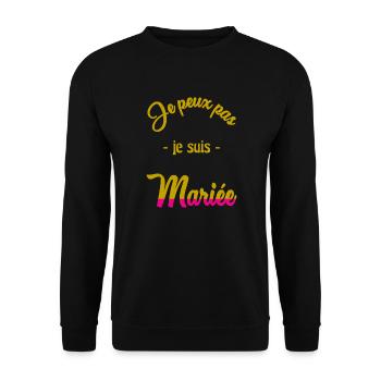 ICH KANN NICHT, ICH BIN VERHEIRATET - Unisex Pullover - Schwarz - Vorne - Alina (178cm) & Michal (187cm)