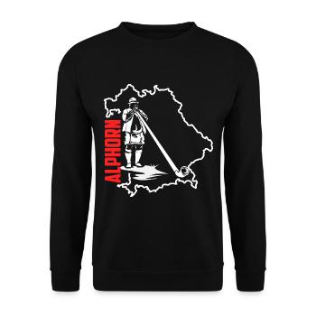 Schwungvolles Alphorn Blasmusik - Unisex Pullover - Schwarz - Vorne - Alina (178cm) & Michal (187cm)