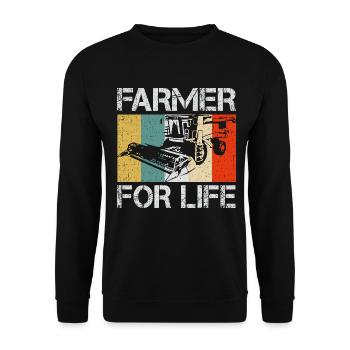 Farmer For Life - Mähdrescher Bauer - Unisex Pullover - Schwarz - Vorne - Alina (178cm) & Michal (187cm)