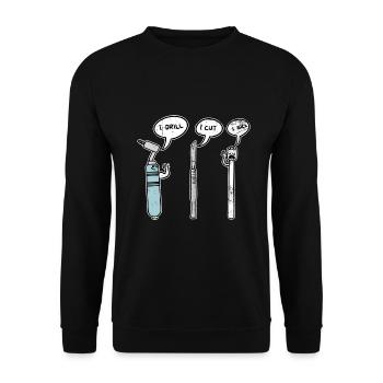 Behutsamer Zahnarzt Zahnkrone - Unisex Pullover - Schwarz - Vorne - Alina (178cm) & Michal (187cm)