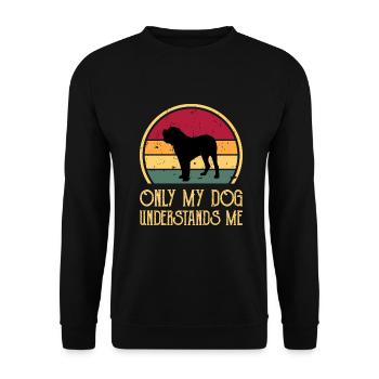 Alano Espanol Hundeliebhaber Silhouette Vintage Sonnenuntergang - Unisex Pullover - Schwarz - Vorne - Alina (178cm) & Michal (187cm)