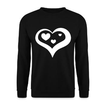 Großes Herz mit Kleinen Herzen - Unisex Pullover - Schwarz - Vorne - Alina (178cm) & Michal (187cm)