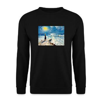 Sonnenpfad am Meeresrand - Unisex Pullover - Schwarz - Vorne - Alina (178cm) & Michal (187cm)