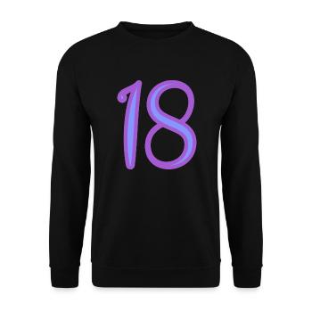18. 18 YEARS OLD. 18th ANNIVERSARY. BIRTHDAY 18 YEARS. - Unisex Sweatshirt - black - Front - Alina (178cm) & Michal (187cm)