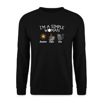 Katzen Shirt - Sonne Kaffee Katze - Unisex Pullover - Schwarz - Vorne - Alina (178cm) & Michal (187cm)