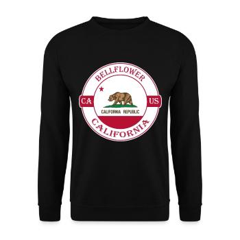 Glockenblume Kalifornien Flagge USA Souvenir Abzeichen - Unisex Pullover - Schwarz - Vorne - Alina (178cm) & Michal (187cm)