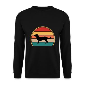 Alpine Dachsbracke Hund Silhouette Retro Sonnenuntergang - Unisex Pullover - Schwarz - Vorne - Alina (178cm) & Michal (187cm)