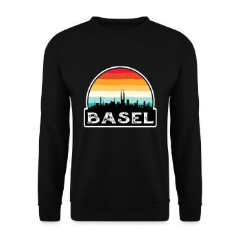 Basel Schweiz Flagge Skyline Reisesouvenir - Unisex Pullover - Schwarz - Vorne - Alina (178cm) & Michal (187cm)