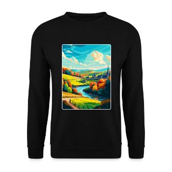 Ardennen Frankreich Vintage Reiseplakat Souvenir WPA - Unisex Pullover - Schwarz - Vorne - Alina (178cm) & Michal (187cm)
