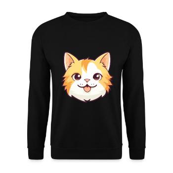 Hauskatze Cartoon Aquarell Illustration - Unisex Pullover - Schwarz - Vorne - Alina (178cm) & Michal (187cm)