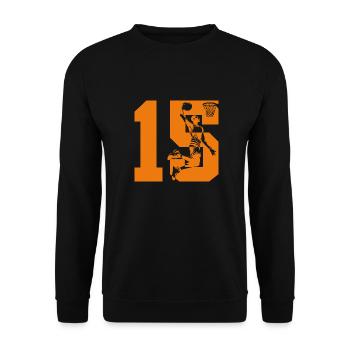 NUMMER 15 BASKETBALL 15. GEBURTSTAG - Unisex Pullover - Schwarz - Vorne - Alina (178cm) & Michal (187cm)