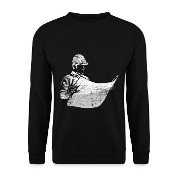 Zuverlässiger Bautechniker Bauplan - Unisex Pullover - Schwarz - Vorne - Alina (178cm) & Michal (187cm)