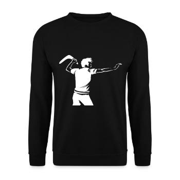 Präziser Bumerang Wurftraining - Unisex Pullover - Schwarz - Vorne - Alina (178cm) & Michal (187cm)