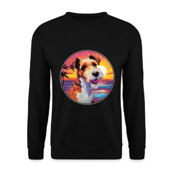 Draht Foxterrier Hunderasse Bunte Karikatur Wasserc - Unisex Pullover - Schwarz - Vorne - Alina (178cm) & Michal (187cm)