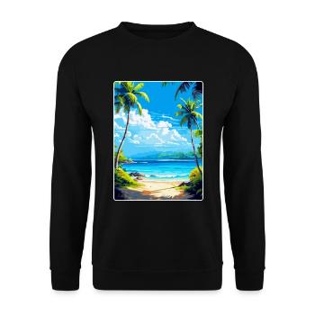 Île Caraïbes Voyage Poster Souvenir - Sweat-shirt Unisexe - noir - Devant - Alina (178cm) & Michal (187cm)