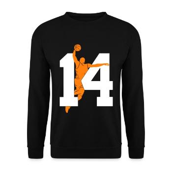 NUMMER 14 BASKETBALL 14. GEBURTSTAG - Unisex Pullover - Schwarz - Vorne - Alina (178cm) & Michal (187cm)