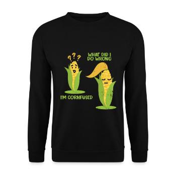 Verknatschtes Maispärchen Liebeskummer - Unisex Pullover - Schwarz - Vorne - Alina (178cm) & Michal (187cm)