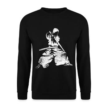 Fokussierter Iaido Schwertkunst - Unisex Pullover - Schwarz - Vorne - Alina (178cm) & Michal (187cm)
