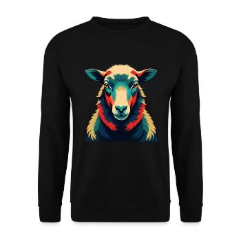 Schaf Cartoon Figur Buntes Haustier Tier - Unisex Pullover - Schwarz - Vorne - Alina (178cm) & Michal (187cm)