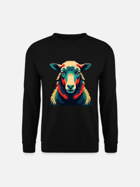 Schaf Cartoon Figur Buntes Haustier Tier - Unisex Pullover - Schwarz